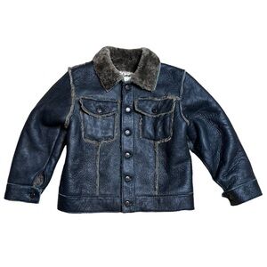 Vecchio Ponte Toddler Shearling And Leather Jacket Black Size 3T